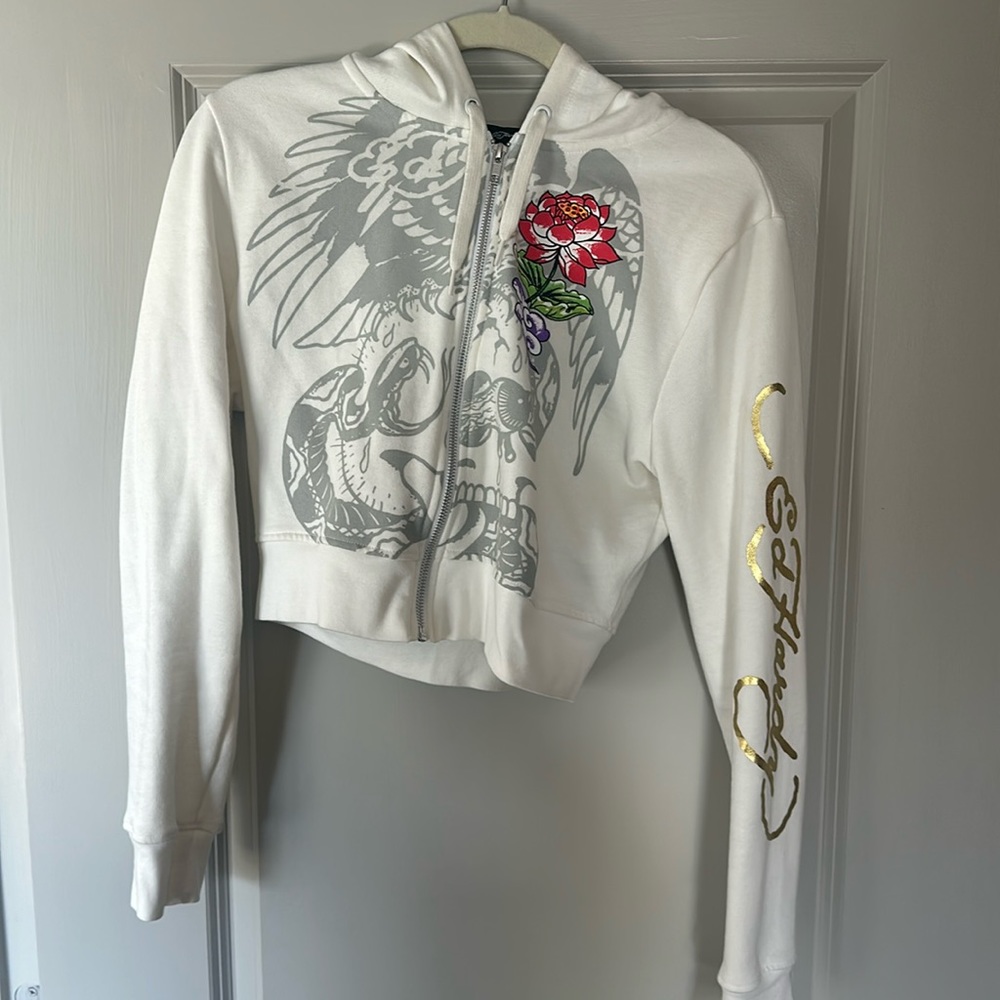 [LIKE NEW] Ed Hardy Cropped Tiger Zip Up (Urban Outfitters Exclusive) - Large